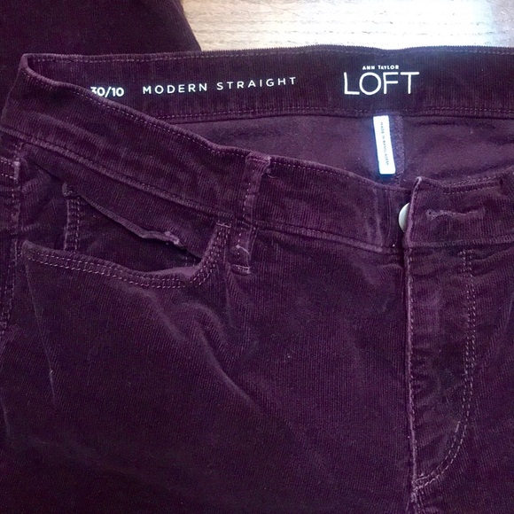 |Ann Taylor| Burgundy Wine Straight Corduroy Cords - Picture 3 of 5